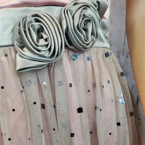 B Darlin Size 9/10 Pink and Green Strapless Knee Length Tule Formal Dress - Picture 8 of 9